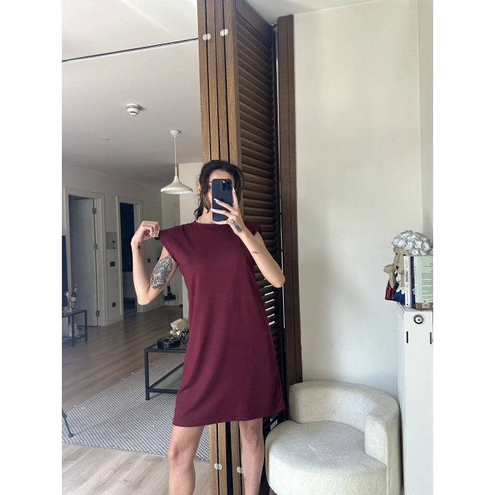 Daisy Vatkalı Elbise Bordo