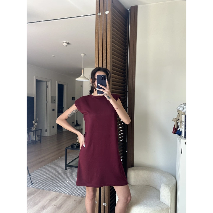 Daisy Vatkalı Elbise Bordo