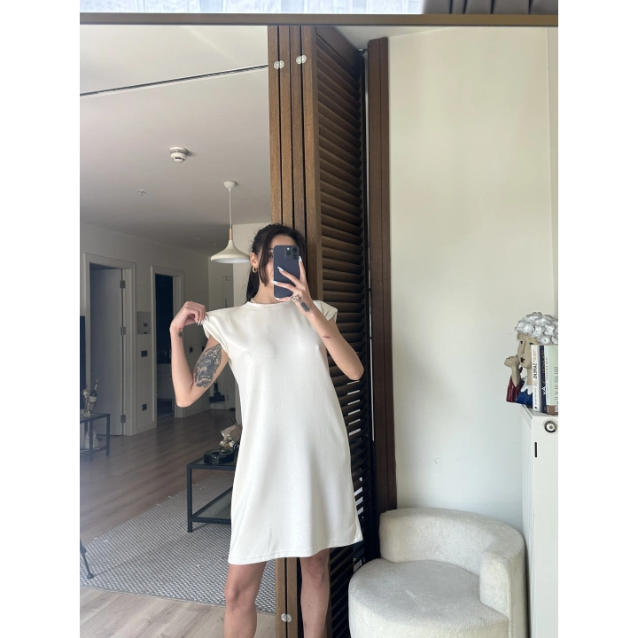 Daisy Vatkalı Elbise Krem