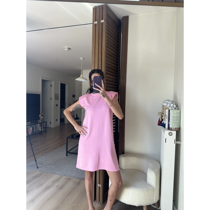 Daisy Vatkalı Elbise Pembe