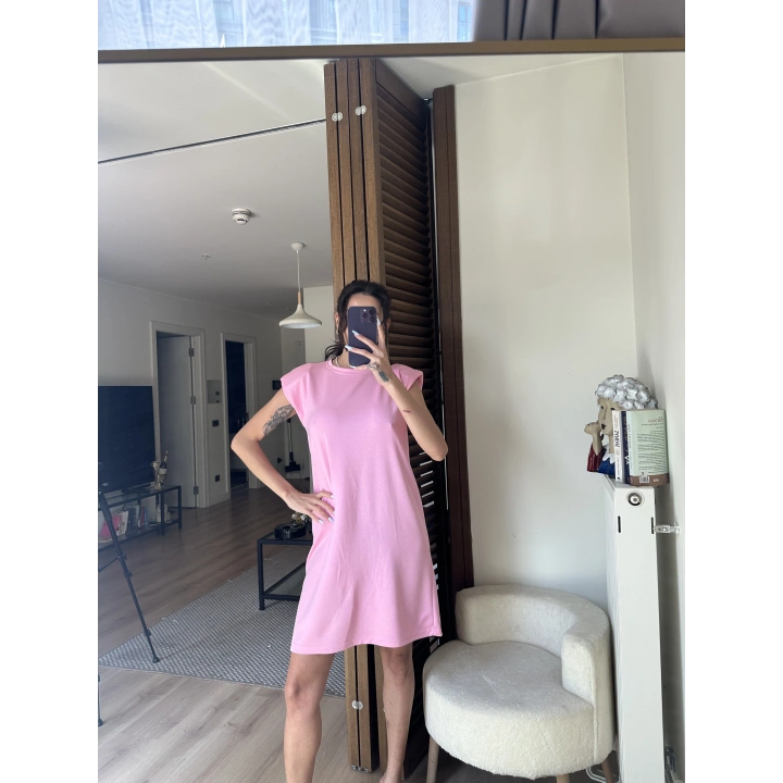 Daisy Vatkalı Elbise Pembe