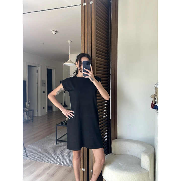 Daisy Vatkalı Elbise Siyah