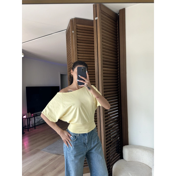 Mila Düşük Omuz Bluz Sarı