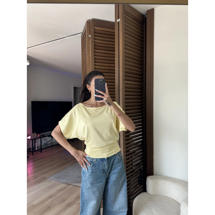 Mila Düşük Omuz Bluz Sarı