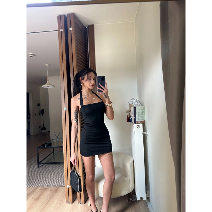 Noir Halter Yaka Mini Elbise