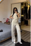 Taş Rengi Mely Vatkalı Dikiş Detay Takım