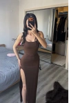Sezy Siyah Kare Yaka Yırtmaçlı Elbise