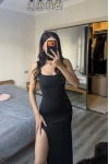 Sezy Kahve Kare Yaka Yırtmaçlı Elbise