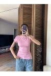 Asimetrik Kesim Tek Omuz Bluz Pudra