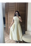 Bel Büzgü Detaylı Maxi Elbise Sarı