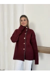 Çoban Dikiş Düğme Detaylı Triko Hırka Bordo