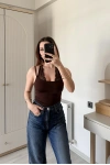 Kahve Nancy Dantel Kombineli Bodysuit