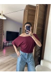 Mila Düşük Omuz Bluz Bordo