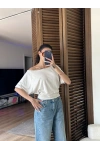 Mila Düşük Omuz Bluz Krem