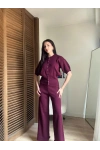 Mocha Çıtçıtlı Triko Takım Bordo