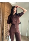 Mocha Çıtçıtlı Triko Takım Kahve