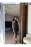 Mokka Gold Toka Detaylı Midi Elbise Siyah
