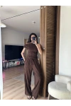 Moss Dokulu Takım Kahverengi