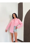 Nakış Detaylı Poplin Gömlek Pembe