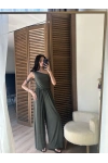 Tek Omuz Detaylı Drapeli Tulum Haki