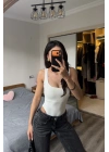 Lauren Beyaz Sırt Dekolteli Bodysuit