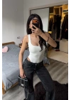 Lauren Beyaz Sırt Dekolteli Bodysuit