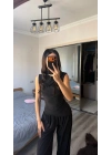 Siyah Lille Asimetrik Şalvar Takım