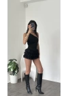 Adel Siyah Şortlu Fırfır Tül Etek