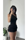 Adel Siyah Şortlu Fırfır Tül Etek