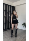 Adel Siyah Şortlu Fırfır Tül Etek