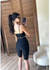 Al Fitilli Siyah Kısa Tayt Takım