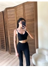 Al Fitilli Siyah Uzun Tayt Takım