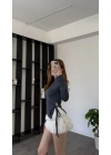 Antrasit Arlin Bağcık Yanlı Bluz