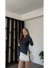 Antrasit Arlin Bağcık Yanlı Bluz