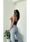 Antrasit Elia Kelebek Straplez Bluz