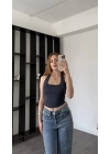 Antrasit Lancel Astarlı Boyundan Askılı Basic Bluz