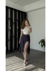 Antrasit Niky Şortlu Kruvaze Etek