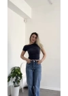 Antrasit Tek Omzu Düşük Büzgülü Basic Bluz