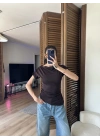 Asimetrik Kesim Tek Omuz Bluz Kahverengi