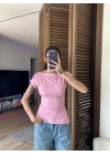 Asimetrik Kesim Tek Omuz Bluz Pudra