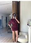 Avena Drape Detaylı Elbise Bordo