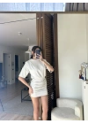 Avena Drape Detaylı Elbise Krem