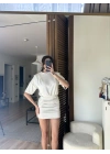Avena Drape Detaylı Elbise Krem