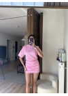 Avena Drape Detaylı Elbise Pudra