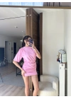 Avena Drape Detaylı Elbise Pudra