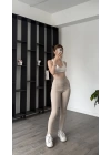 Bej Isla Fitilli Yüksek Bel Toparlayıcı Tayt