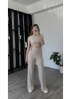 Bej Fulia Çift Büzgülü Gofre Takım