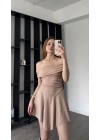 Bej Calista Madonna Yaka Elbise