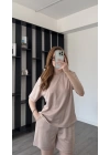 Bej Tara Şort Tshirt 2’li Takım