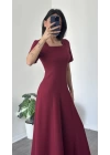 Bella Bordo Kare Yakalı Maxi Elbise